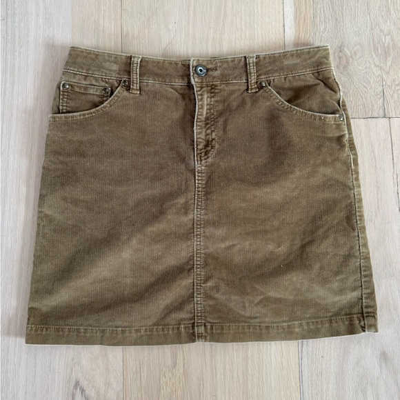 Gap Jeans Stretch Brown Corduroy Skirt Retro Fall Mini Size 10 - Picture 1 of 2